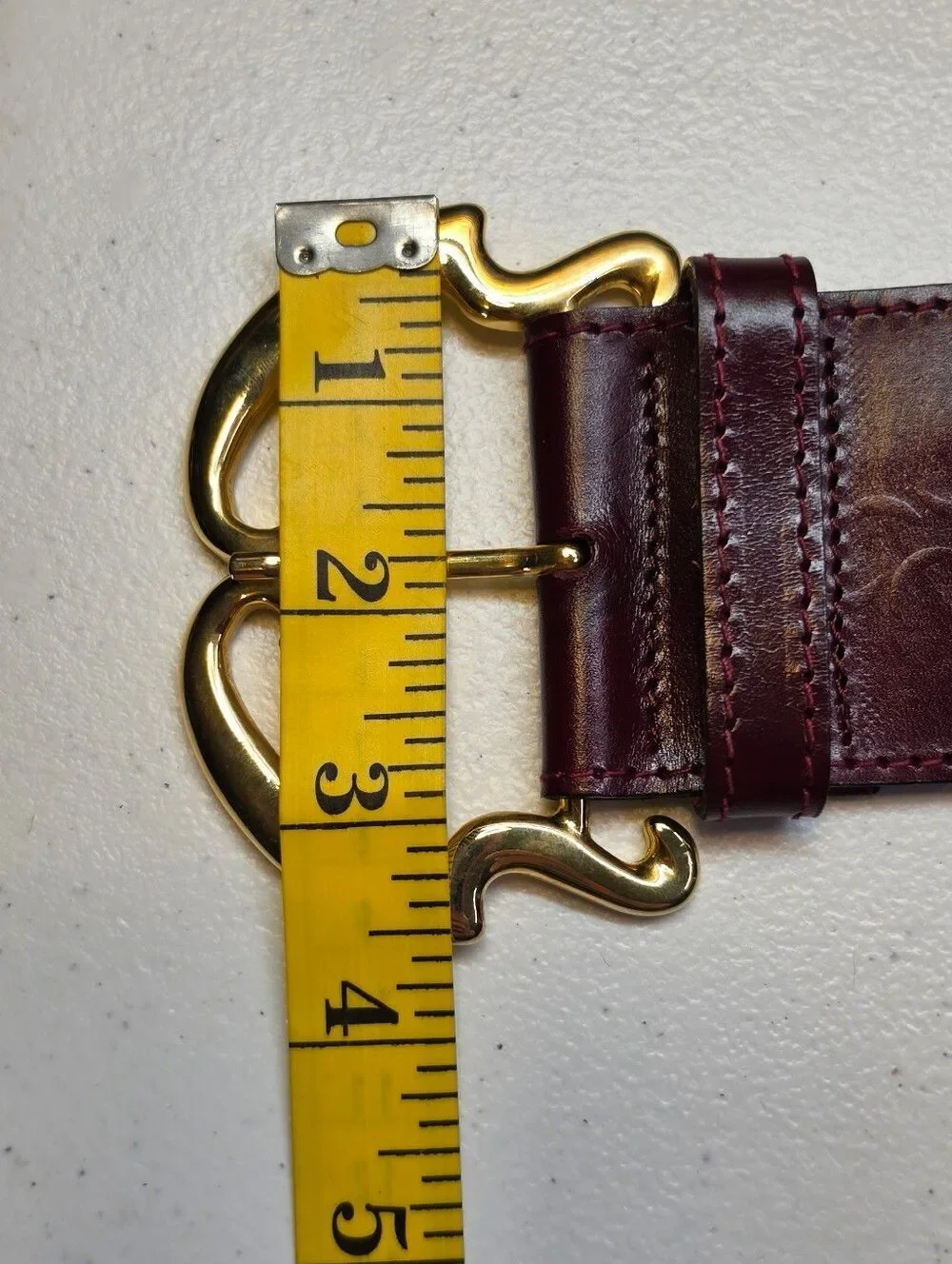 Axcess Italian Vintage Wide Burgundy Leather Waist Belt Gold Buckle **Edit*